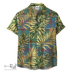 ScotsTee Shop Scottish Colville Clan Tartan Vintage Leaves Hawaiian Shirt