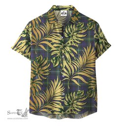 ScotsTee Shop Scottish Campbell Argyll Modern Clan Tartan Vintage Leaves Hawaiian Shirt
