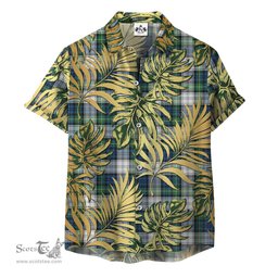 ScotsTee Shop Scottish Gordon Dress Ancient Clan Tartan Vintage Leaves Hawaiian Shirt