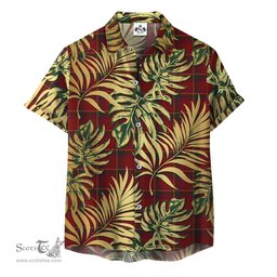 ScotsTee Shop Scottish Galway Clan Tartan Vintage Leaves Hawaiian Shirt