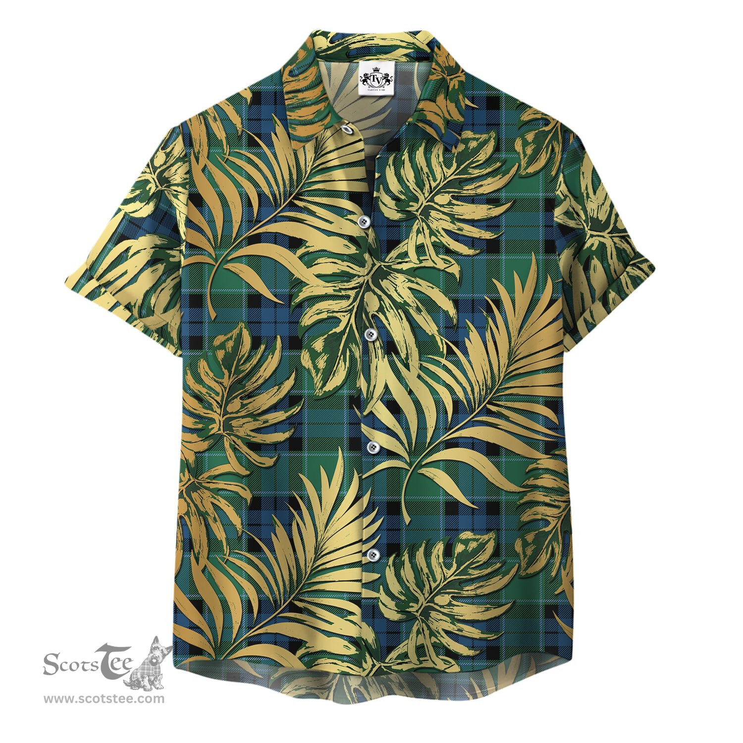 ScotsTee Shop Scottish Graham of Menteith Ancient Clan Tartan Vintage Leaves Hawaiian Shirt