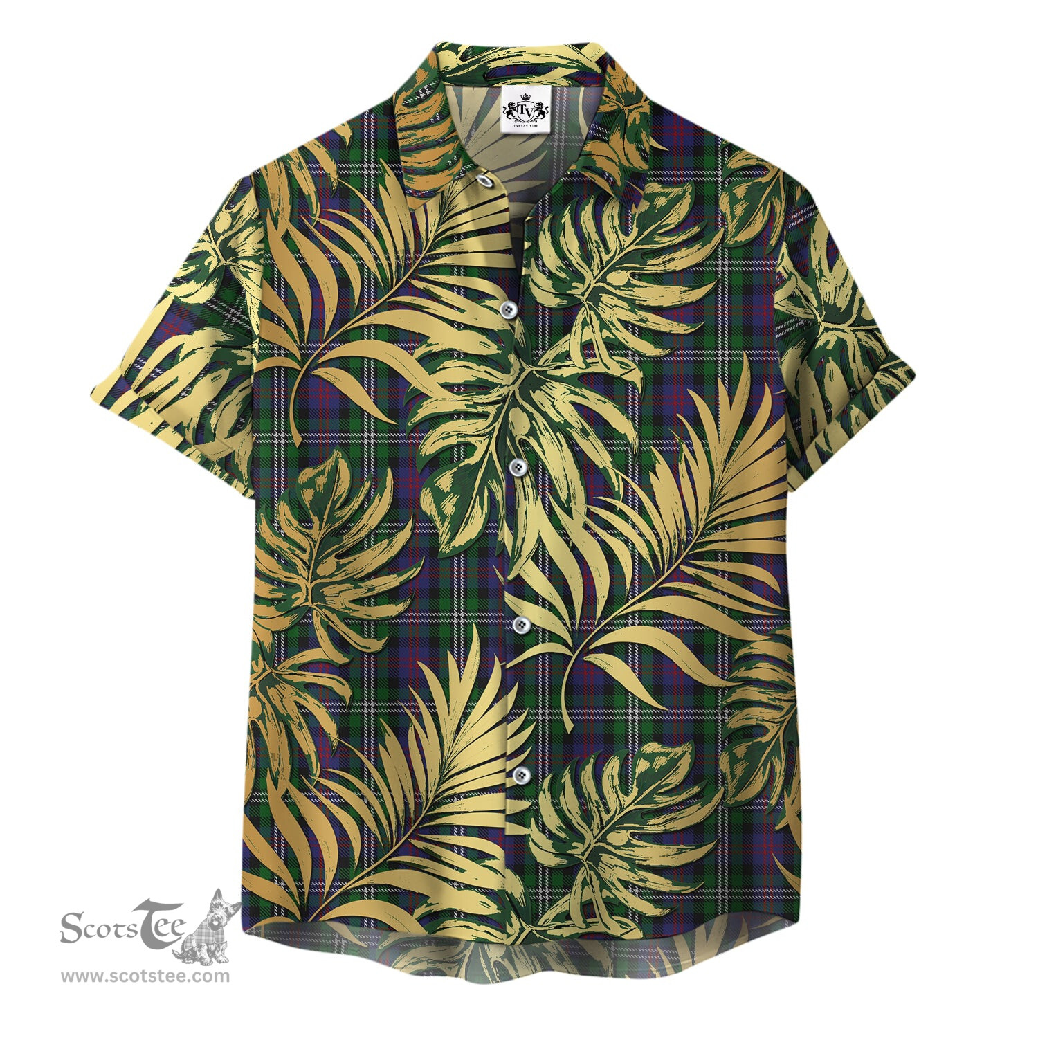 ScotsTee Shop Scottish Davidson Double Clan Tartan Vintage Leaves Hawaiian Shirt