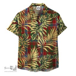 ScotsTee Shop Scottish Harkness Dress Clan Tartan Vintage Leaves Hawaiian Shirt