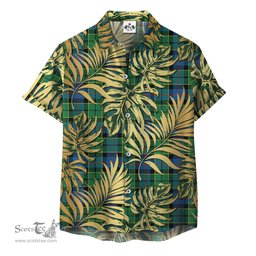 ScotsTee Shop Scottish Forsyth Ancient Clan Tartan Vintage Leaves Hawaiian Shirt
