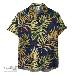 ScotsTee Shop Scottish Hughes of Wales Clan Tartan Vintage Leaves Hawaiian Shirt