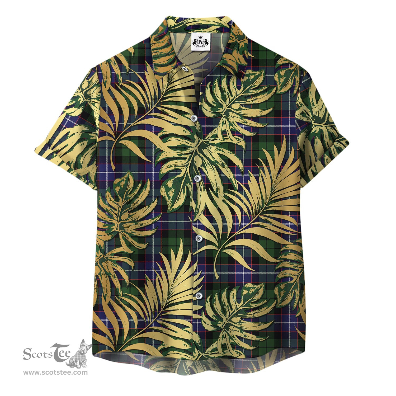 ScotsTee Shop Scottish Galbraith Modern Clan Tartan Vintage Leaves Hawaiian Shirt