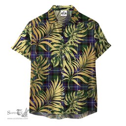 ScotsTee Shop Scottish Galbraith Modern Clan Tartan Vintage Leaves Hawaiian Shirt
