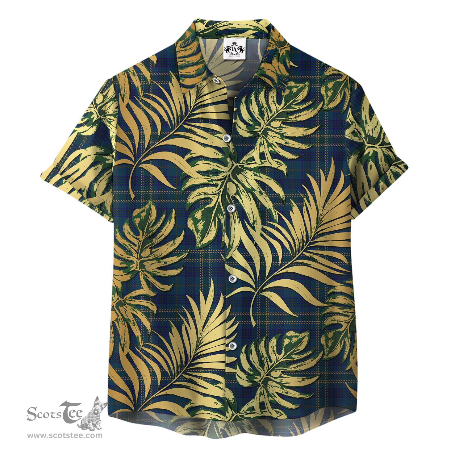 ScotsTee Shop Scottish Fermanagh Clan Tartan Vintage Leaves Hawaiian Shirt