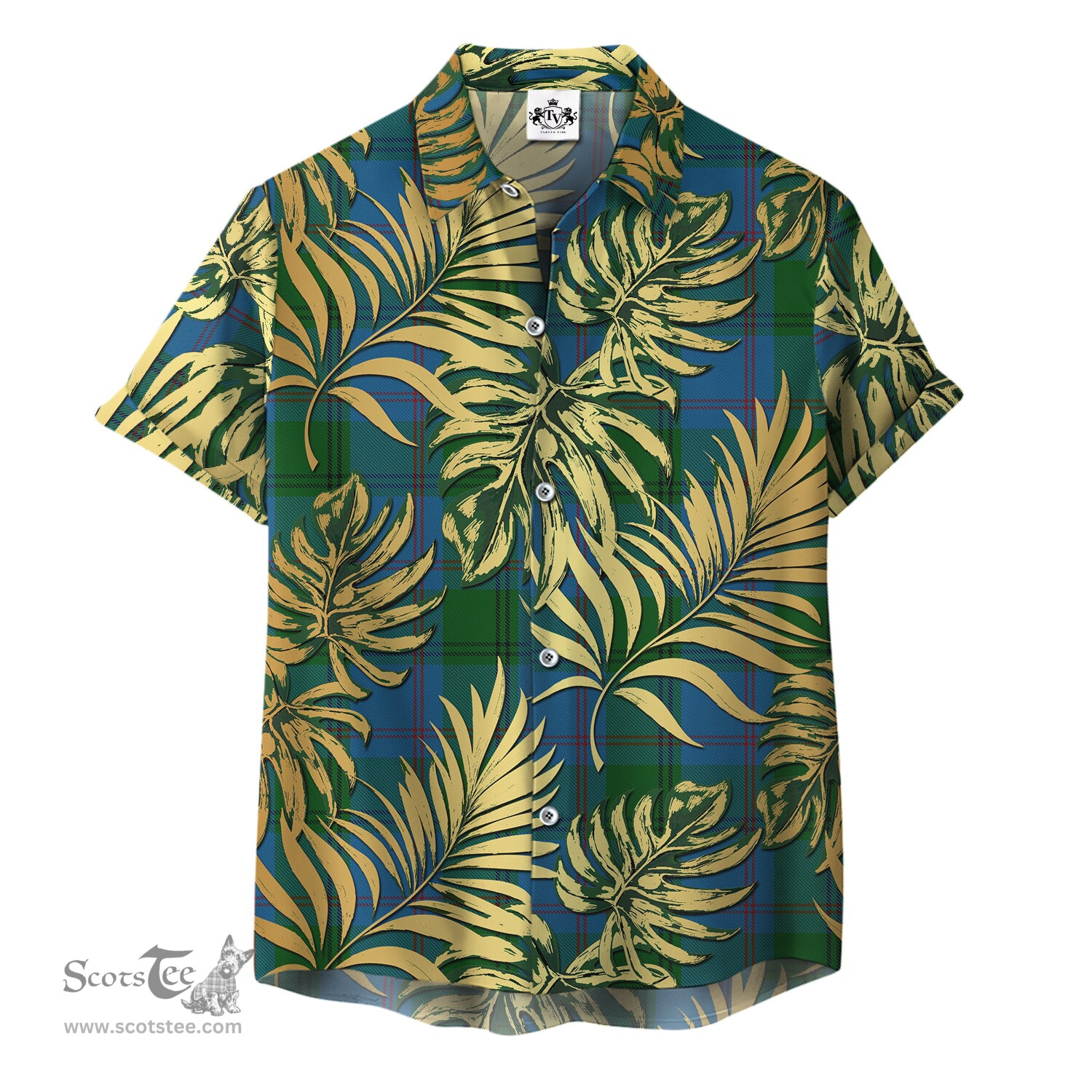 ScotsTee Shop Scottish Greenlaw American Clan Tartan Vintage Leaves Hawaiian Shirt