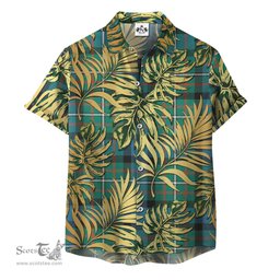 ScotsTee Shop Scottish Ferguson Ancient Clan Tartan Vintage Leaves Hawaiian Shirt