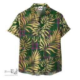 ScotsTee Shop Scottish Gray Hunting Clan Tartan Vintage Leaves Hawaiian Shirt