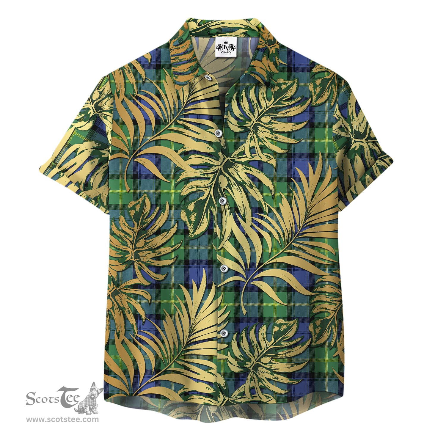 ScotsTee Shop Scottish Gordon Old Ancient Clan Tartan Vintage Leaves Hawaiian Shirt
