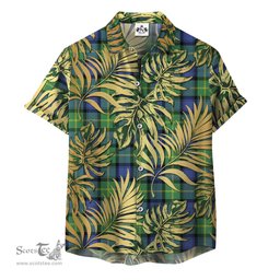ScotsTee Shop Scottish Gordon Old Ancient Clan Tartan Vintage Leaves Hawaiian Shirt