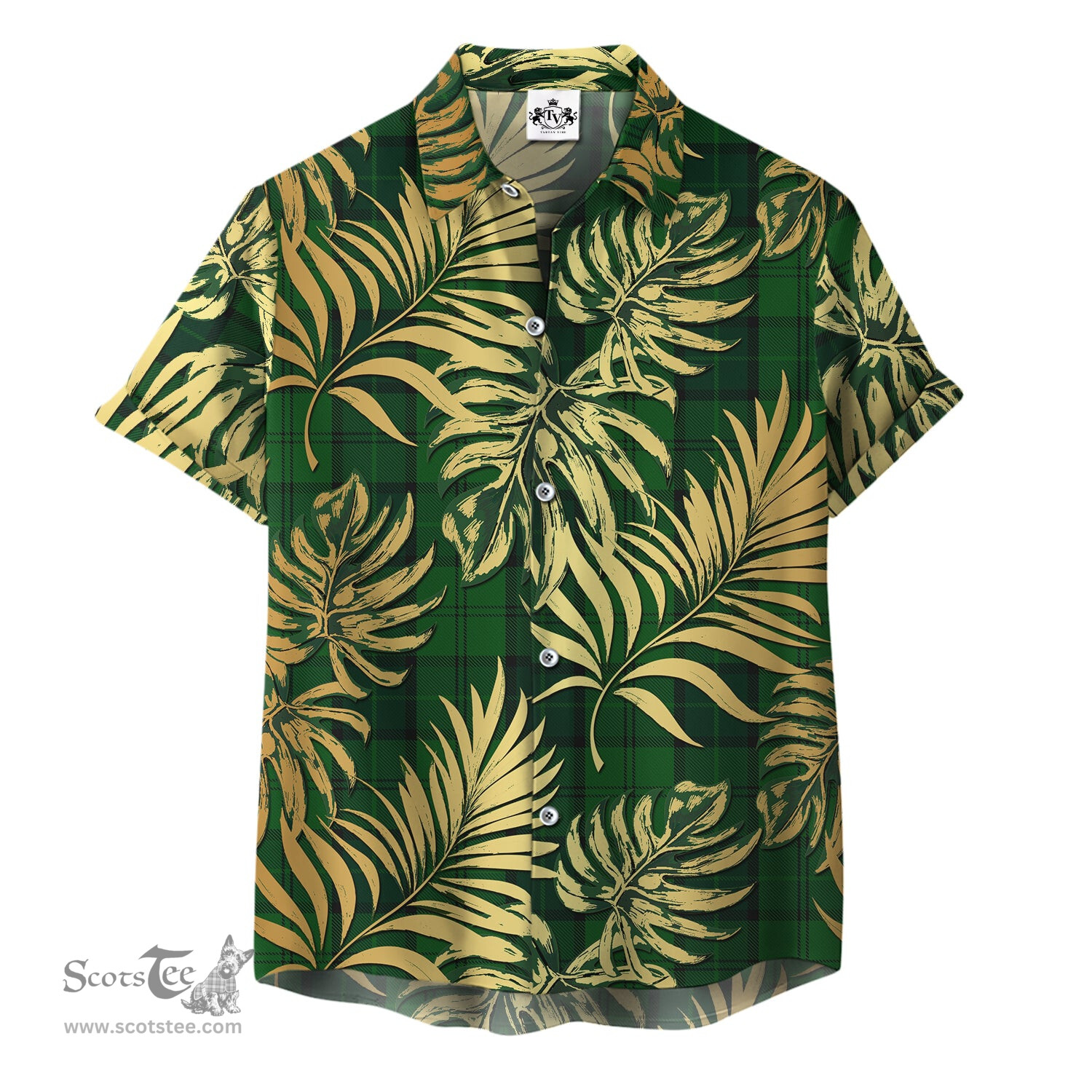 ScotsTee Shop Scottish Dunbar Hunting Clan Tartan Vintage Leaves Hawaiian Shirt