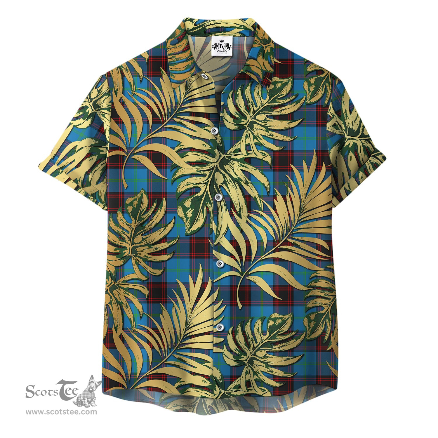 ScotsTee Shop Scottish Home Ancient Clan Tartan Vintage Leaves Hawaiian Shirt