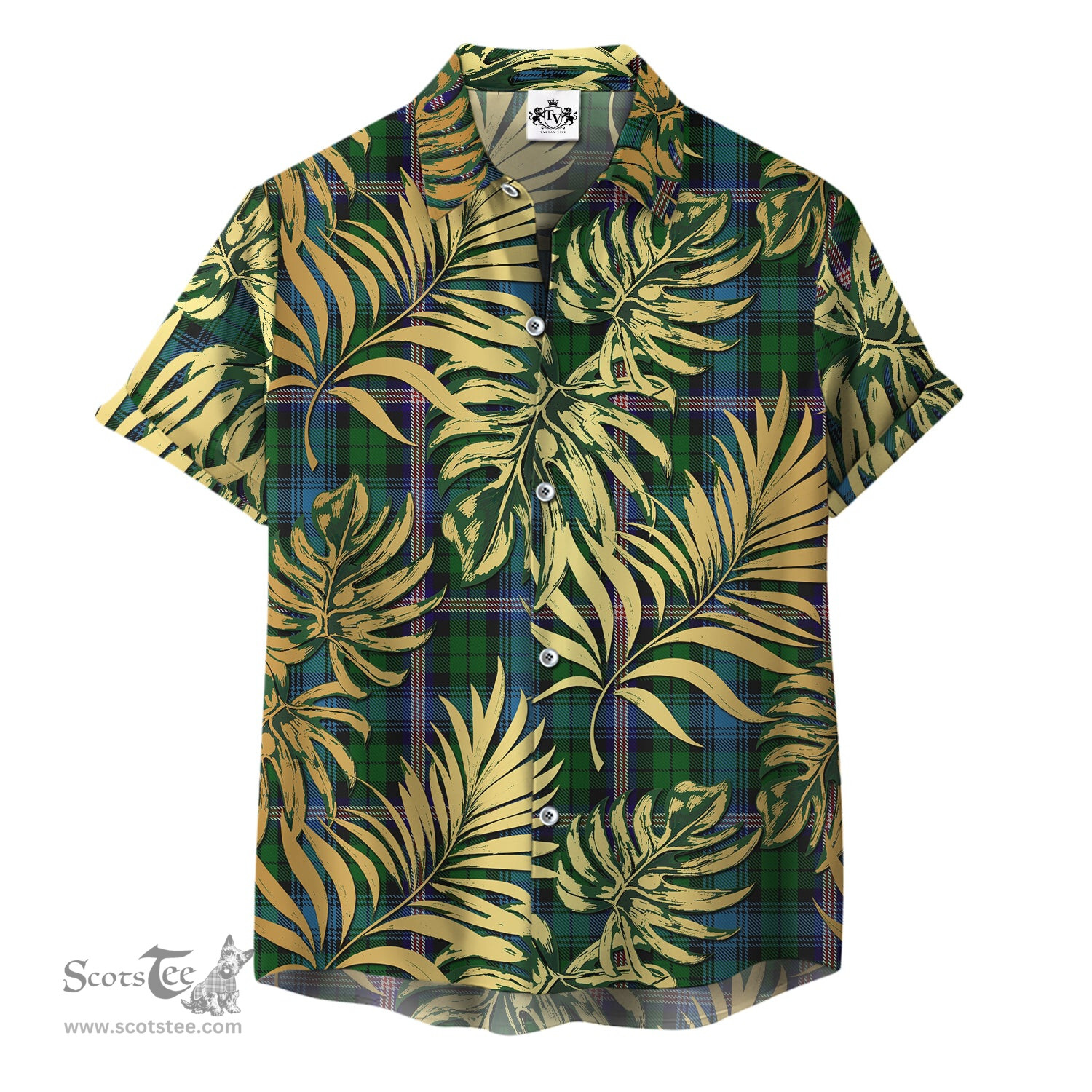 ScotsTee Shop Scottish Gemmell Clan Tartan Vintage Leaves Hawaiian Shirt