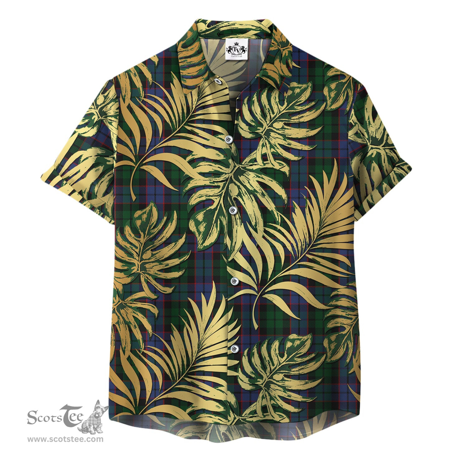 ScotsTee Shop Scottish Ferguson of Balquhidder 03 Clan Tartan Vintage Leaves Hawaiian Shirt