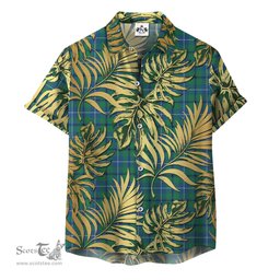 ScotsTee Shop Scottish Douglas Ancient Clan Tartan Vintage Leaves Hawaiian Shirt