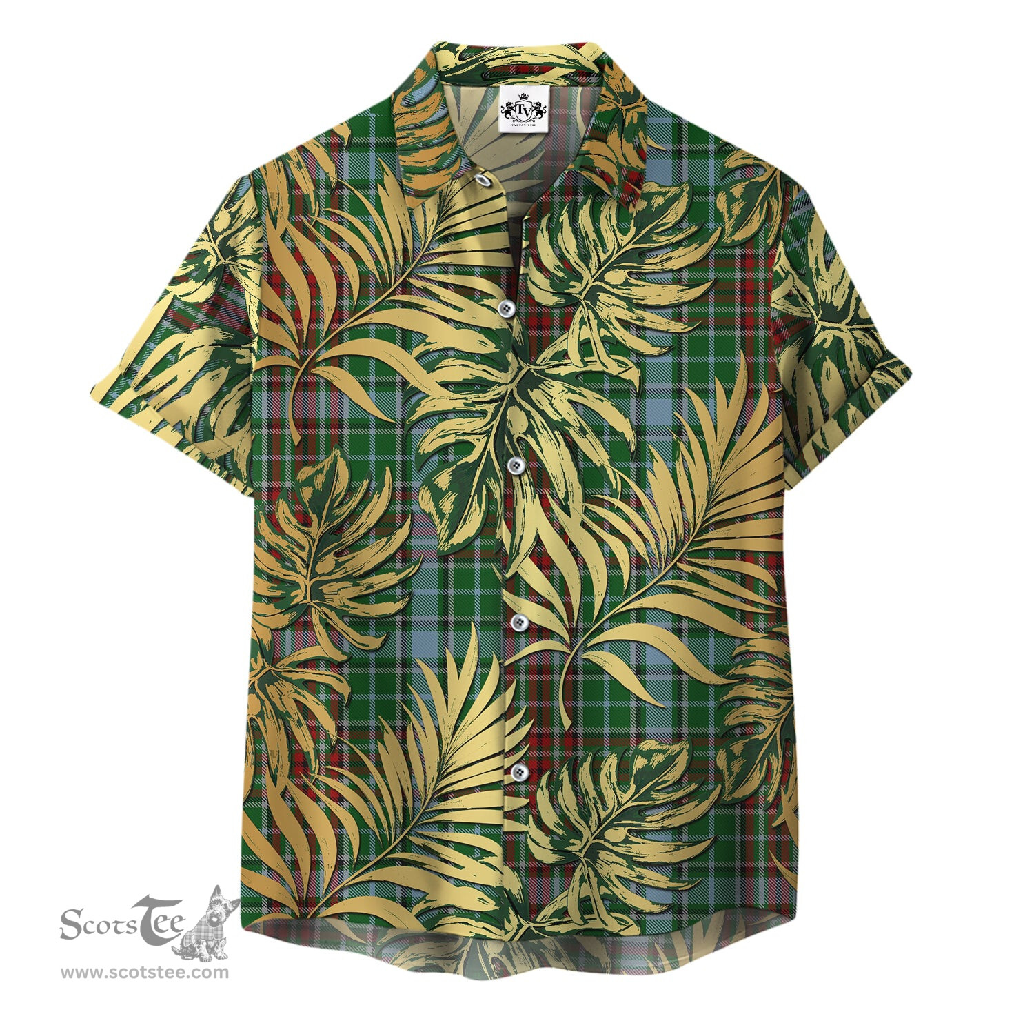 ScotsTee Shop Scottish Gayre Clan Tartan Vintage Leaves Hawaiian Shirt