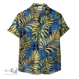 ScotsTee Shop Scottish Douglas Variation Clan Tartan Vintage Leaves Hawaiian Shirt