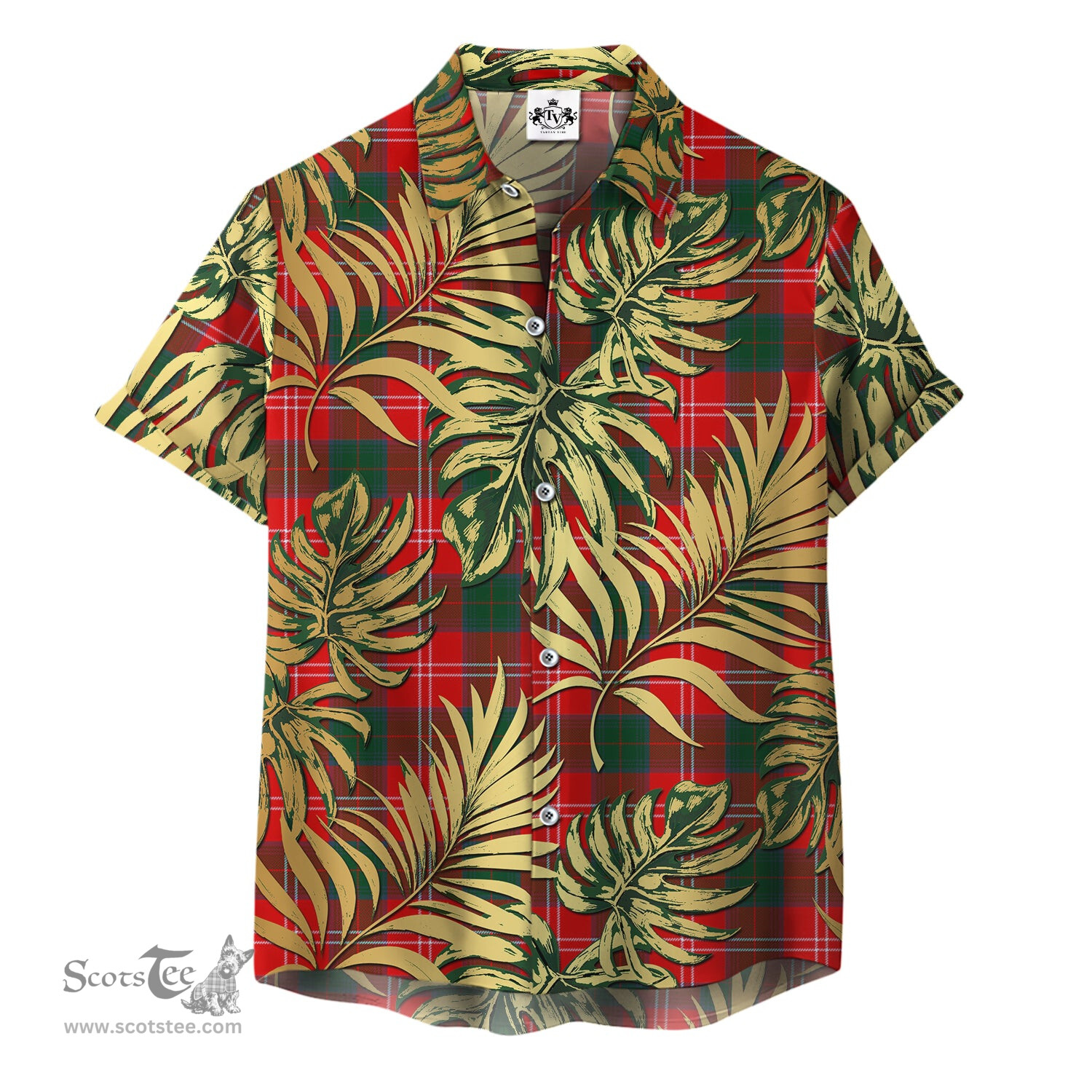 ScotsTee Shop Scottish Fenton Clan Tartan Vintage Leaves Hawaiian Shirt