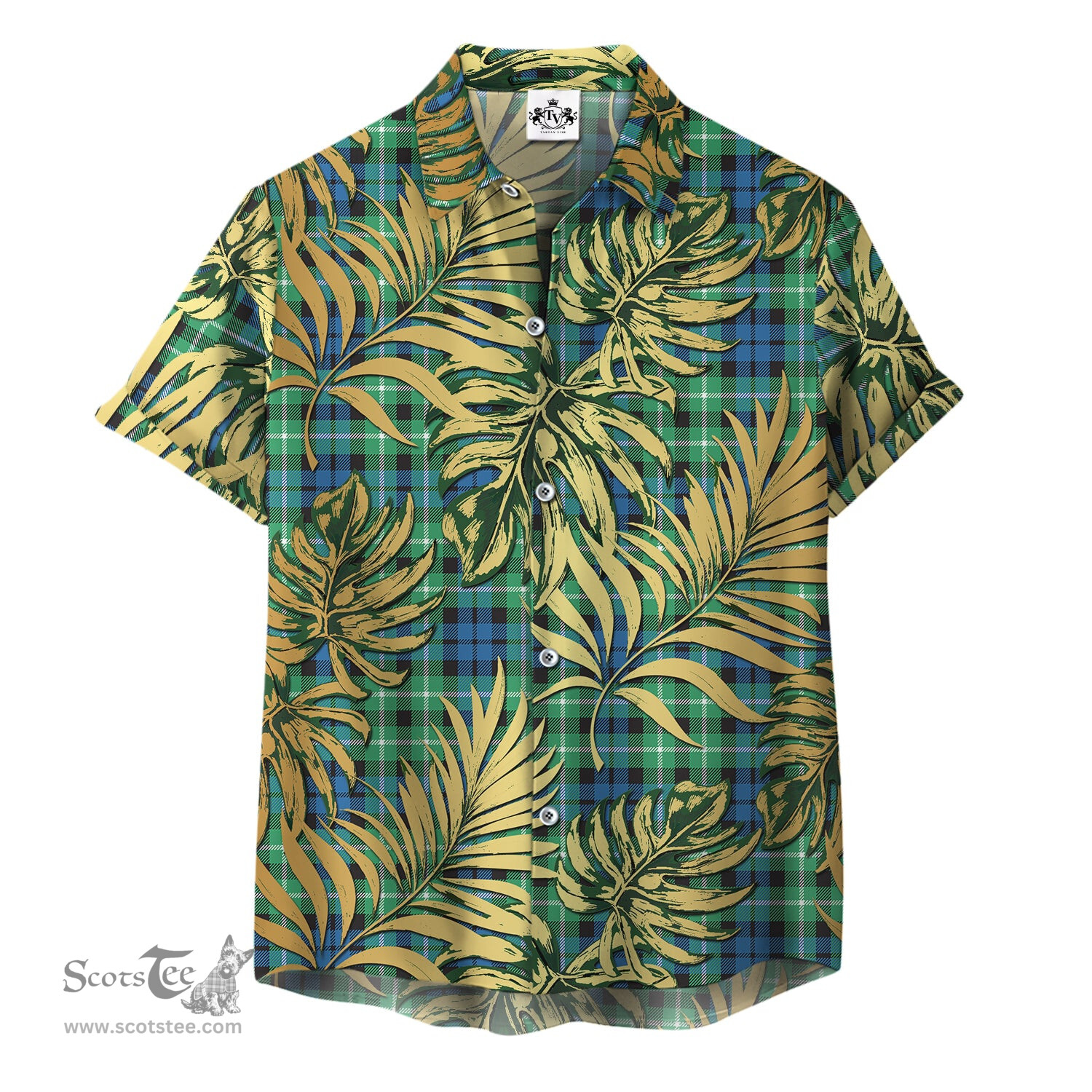 ScotsTee Shop Scottish Graham of Montrose Ancient Clan Tartan Vintage Leaves Hawaiian Shirt