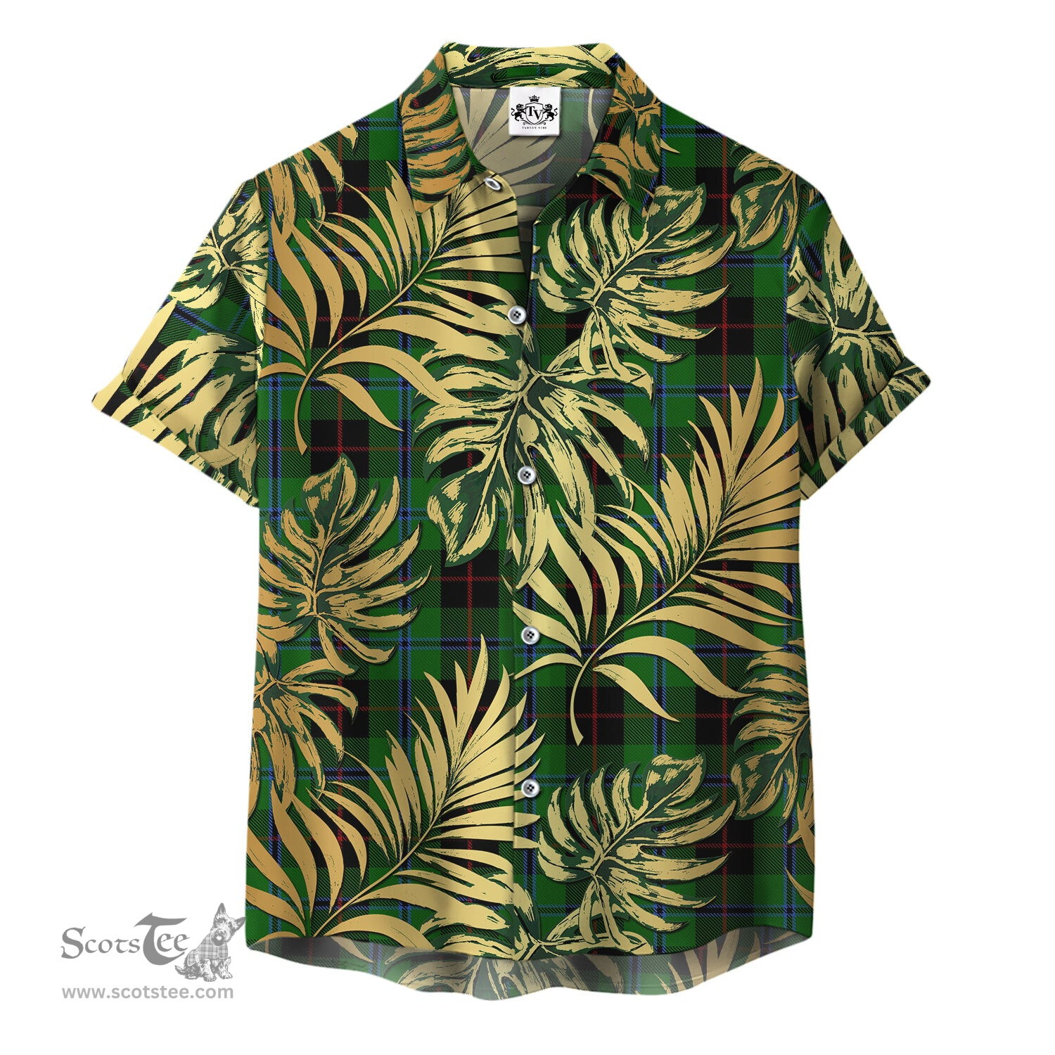 ScotsTee Shop Scottish Douglas Black Clan Tartan Vintage Leaves Hawaiian Shirt
