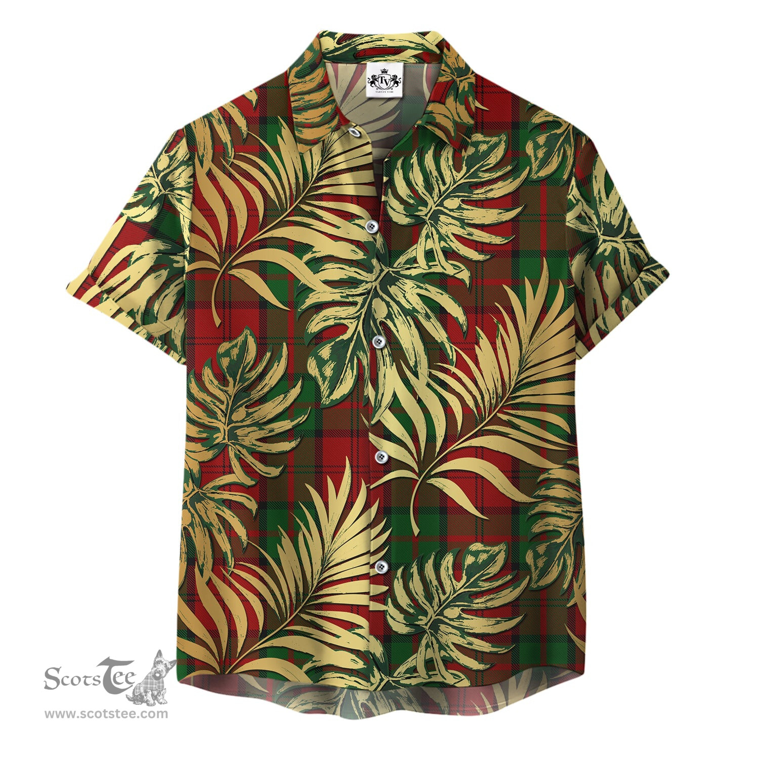 ScotsTee Shop Scottish Dunbar Clan Tartan Vintage Leaves Hawaiian Shirt