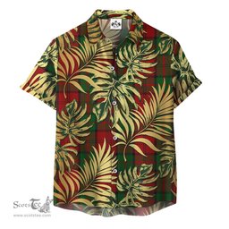 ScotsTee Shop Scottish Dunbar Clan Tartan Vintage Leaves Hawaiian Shirt