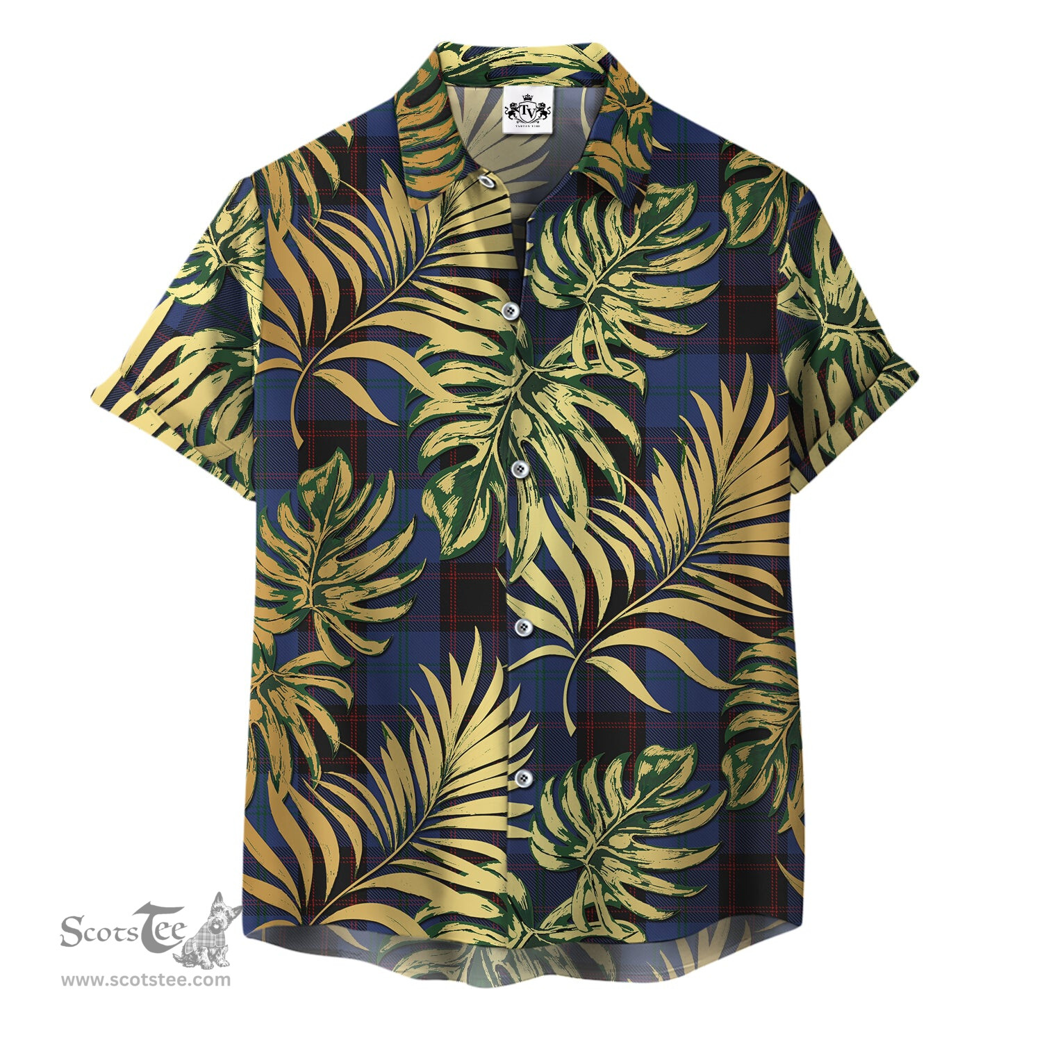 ScotsTee Shop Scottish Home (Hume) Clan Tartan Vintage Leaves Hawaiian Shirt