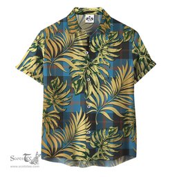 ScotsTee Shop Scottish Gardyne (Garden) Clan Tartan Vintage Leaves Hawaiian Shirt