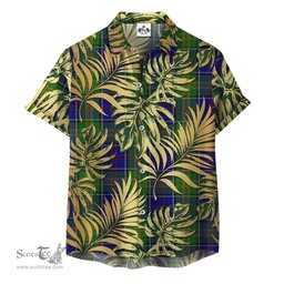 ScotsTee Shop Scottish Greene Clan Tartan Vintage Leaves Hawaiian Shirt