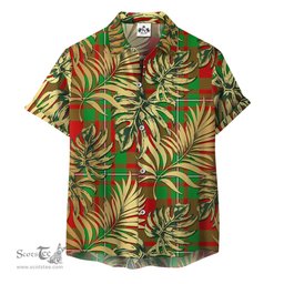 ScotsTee Shop Scottish Grierson Clan Tartan Vintage Leaves Hawaiian Shirt