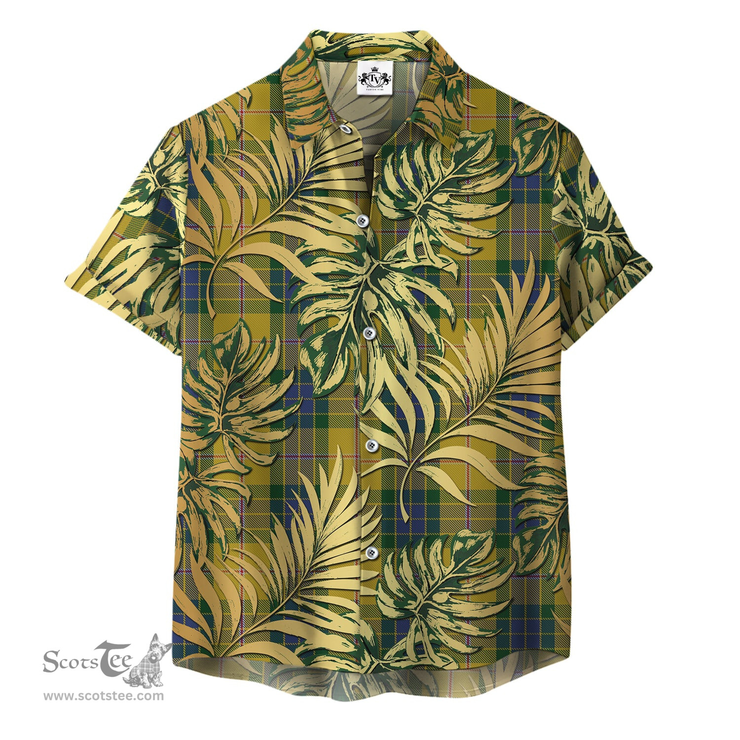 ScotsTee Shop Scottish Fraser Yellow Clan Tartan Vintage Leaves Hawaiian Shirt