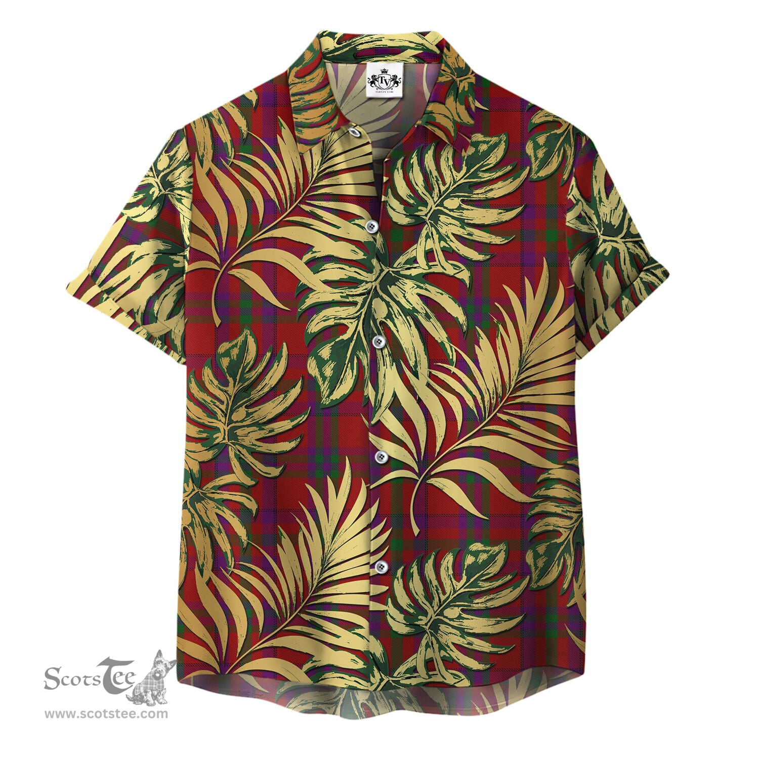 ScotsTee Shop Scottish Fiddes 3 Clan Tartan Vintage Leaves Hawaiian Shirt
