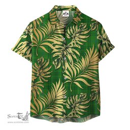 ScotsTee Shop Scottish Gates, Hunting Clan Tartan Vintage Leaves Hawaiian Shirt