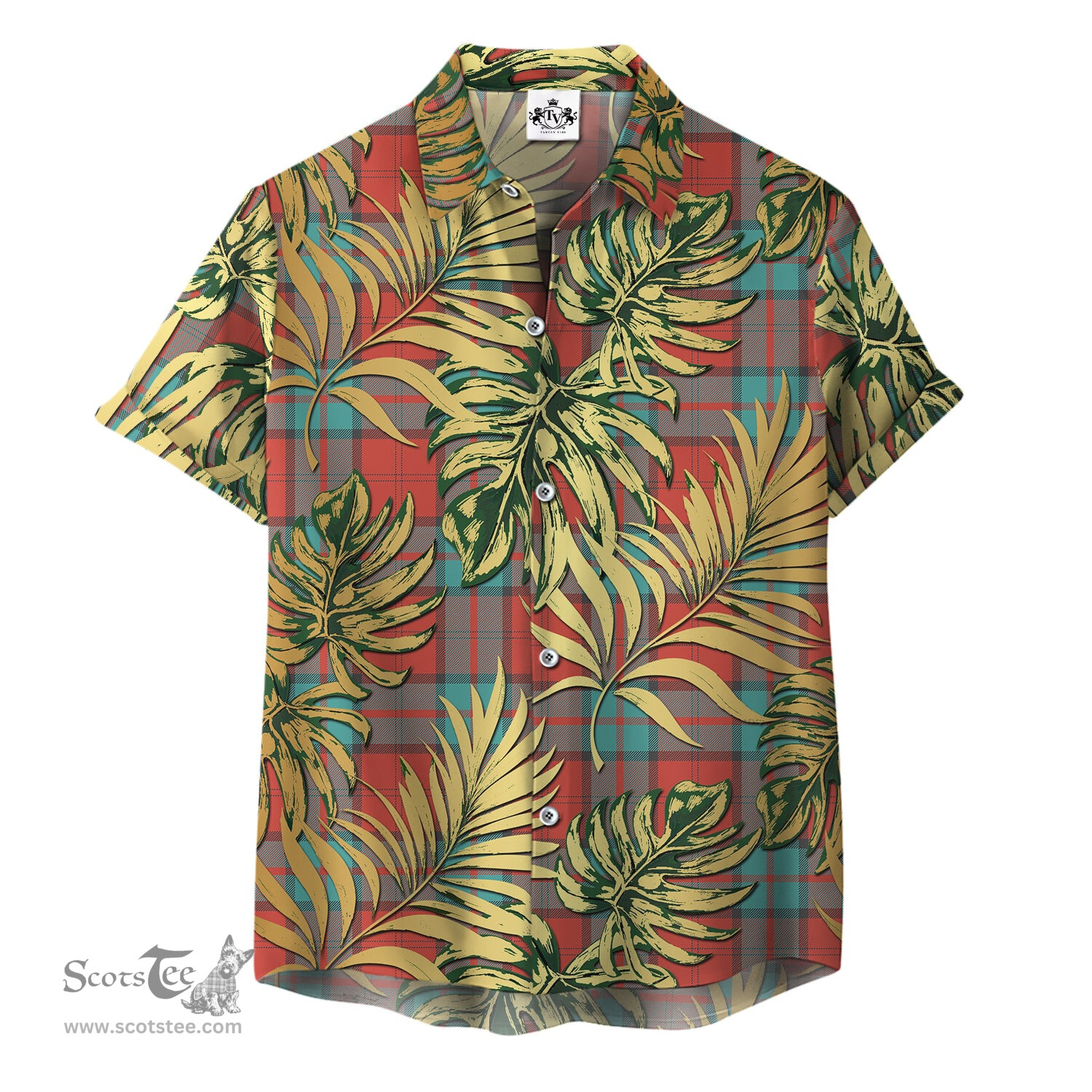 ScotsTee Shop Scottish Dunbar Ancient Clan Tartan Vintage Leaves Hawaiian Shirt