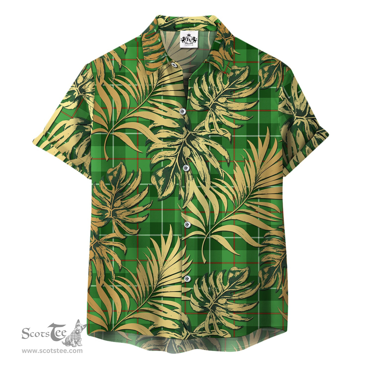 ScotsTee Shop Scottish Galloway Clan Tartan Vintage Leaves Hawaiian Shirt