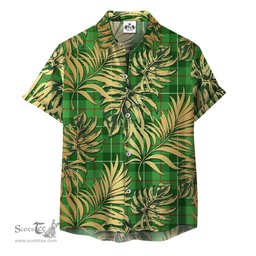 ScotsTee Shop Scottish Galloway Clan Tartan Vintage Leaves Hawaiian Shirt