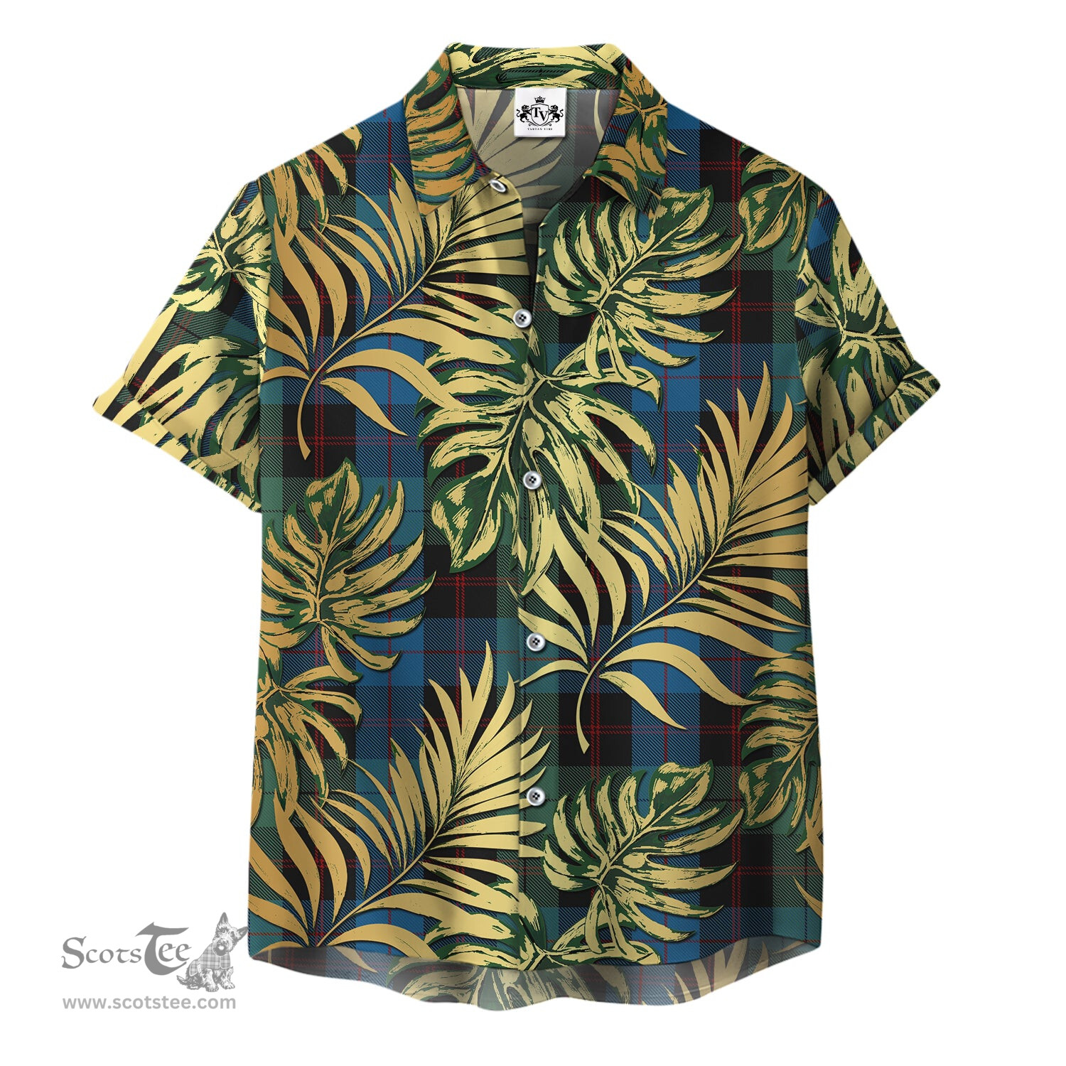 ScotsTee Shop Scottish Guthrie Clan Tartan Vintage Leaves Hawaiian Shirt
