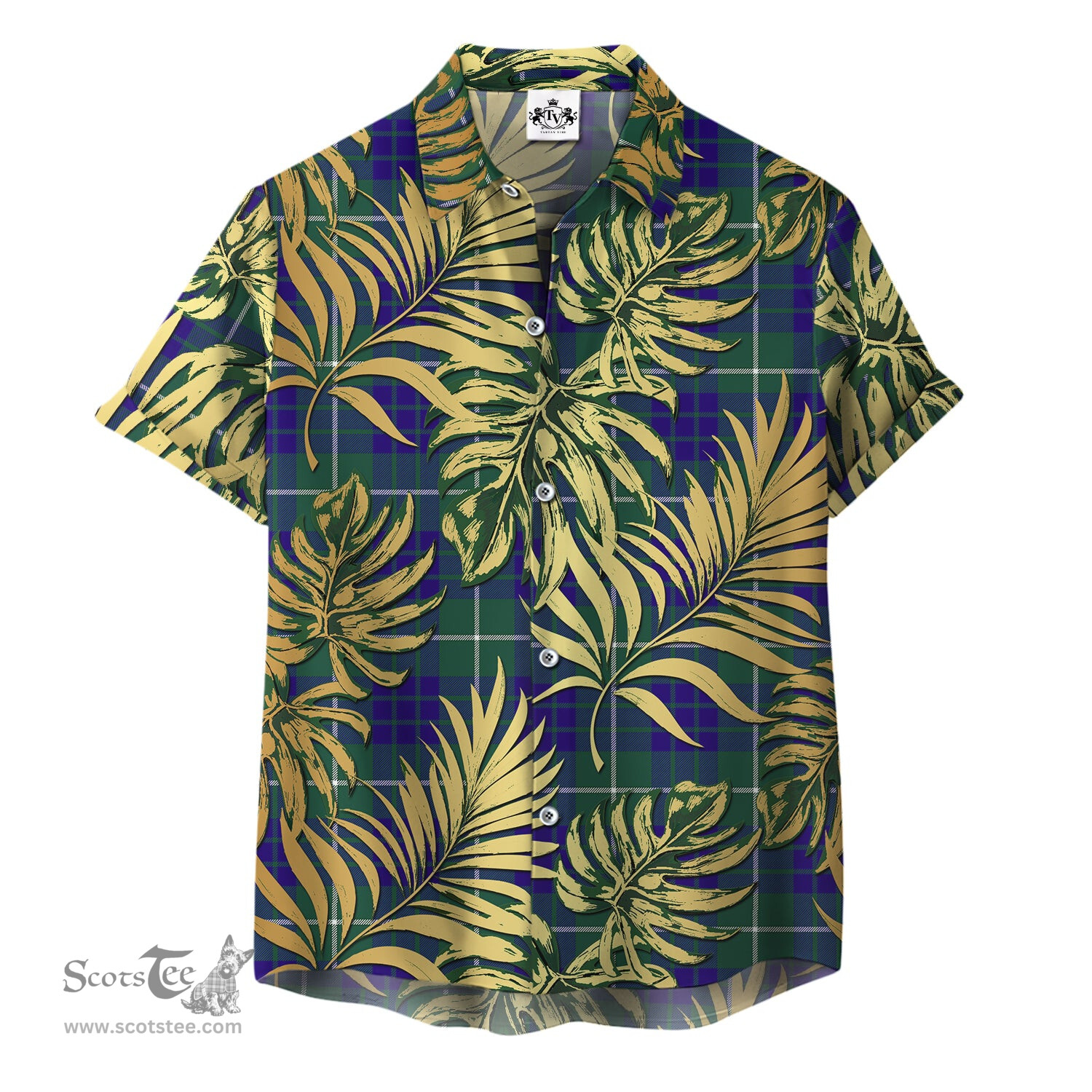 ScotsTee Shop Scottish Hamilton Hunting Modern Clan Tartan Vintage Leaves Hawaiian Shirt