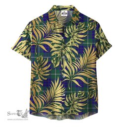 ScotsTee Shop Scottish Hamilton Hunting Modern Clan Tartan Vintage Leaves Hawaiian Shirt