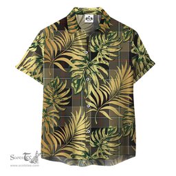 ScotsTee Shop Scottish Dunlop Hunting Clan Tartan Vintage Leaves Hawaiian Shirt