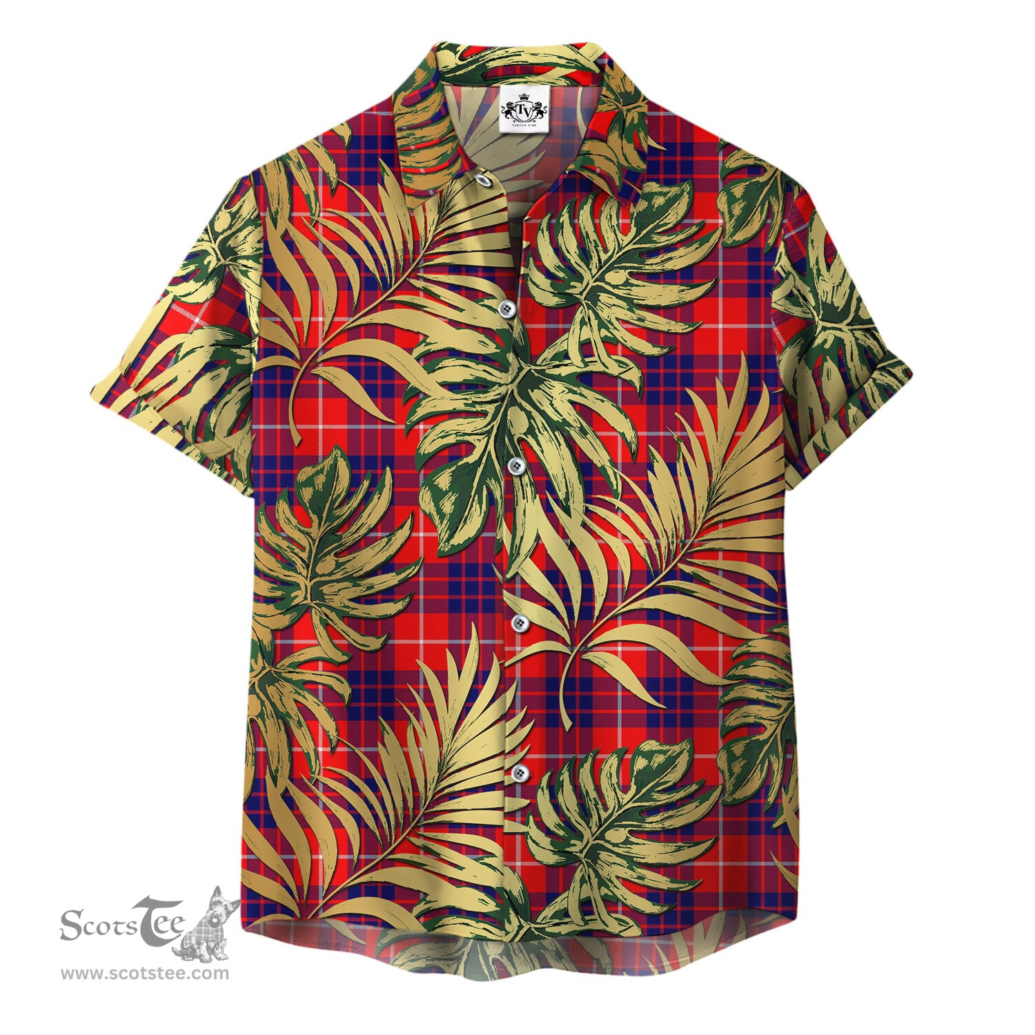 ScotsTee Shop Scottish Hamilton Modern Clan Tartan Vintage Leaves Hawaiian Shirt