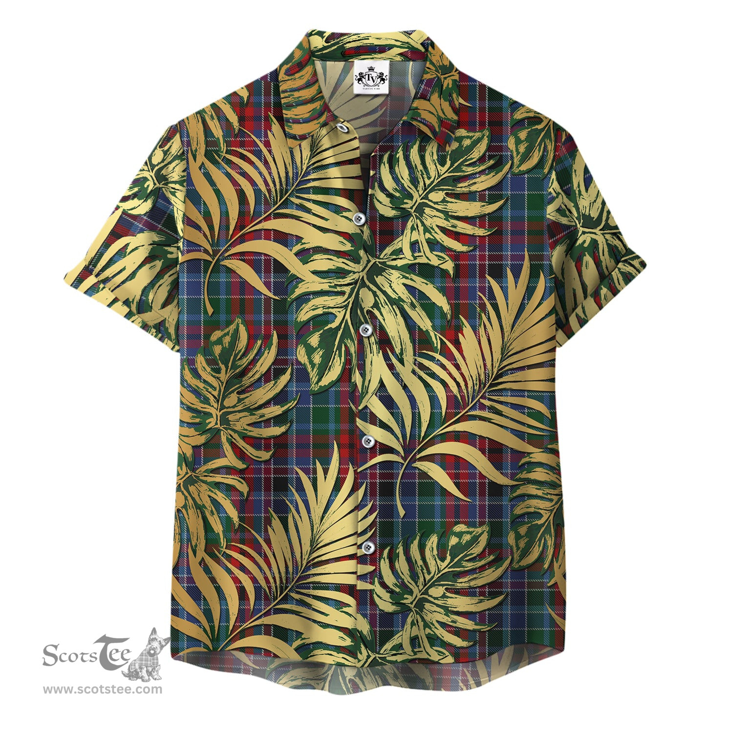 ScotsTee Shop Scottish Gordon Red 01 Clan Tartan Vintage Leaves Hawaiian Shirt