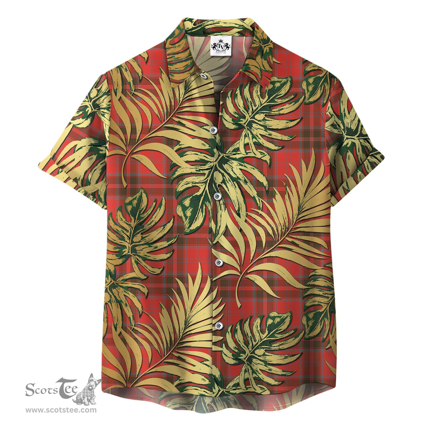 ScotsTee Shop Scottish Grant Weathered Clan Tartan Vintage Leaves Hawaiian Shirt