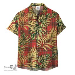 ScotsTee Shop Scottish Grant Weathered Clan Tartan Vintage Leaves Hawaiian Shirt