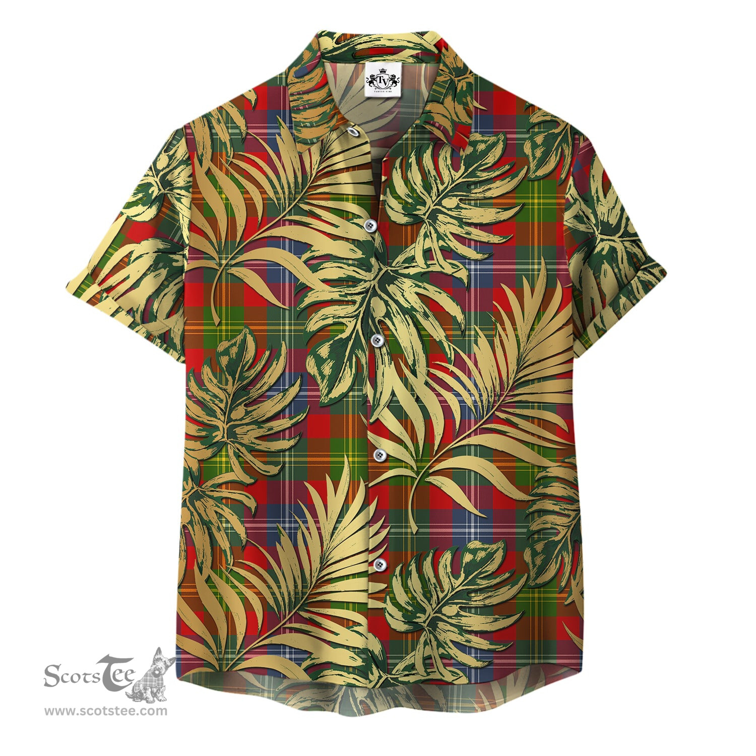 ScotsTee Shop Scottish Forrester Clan Tartan Vintage Leaves Hawaiian Shirt