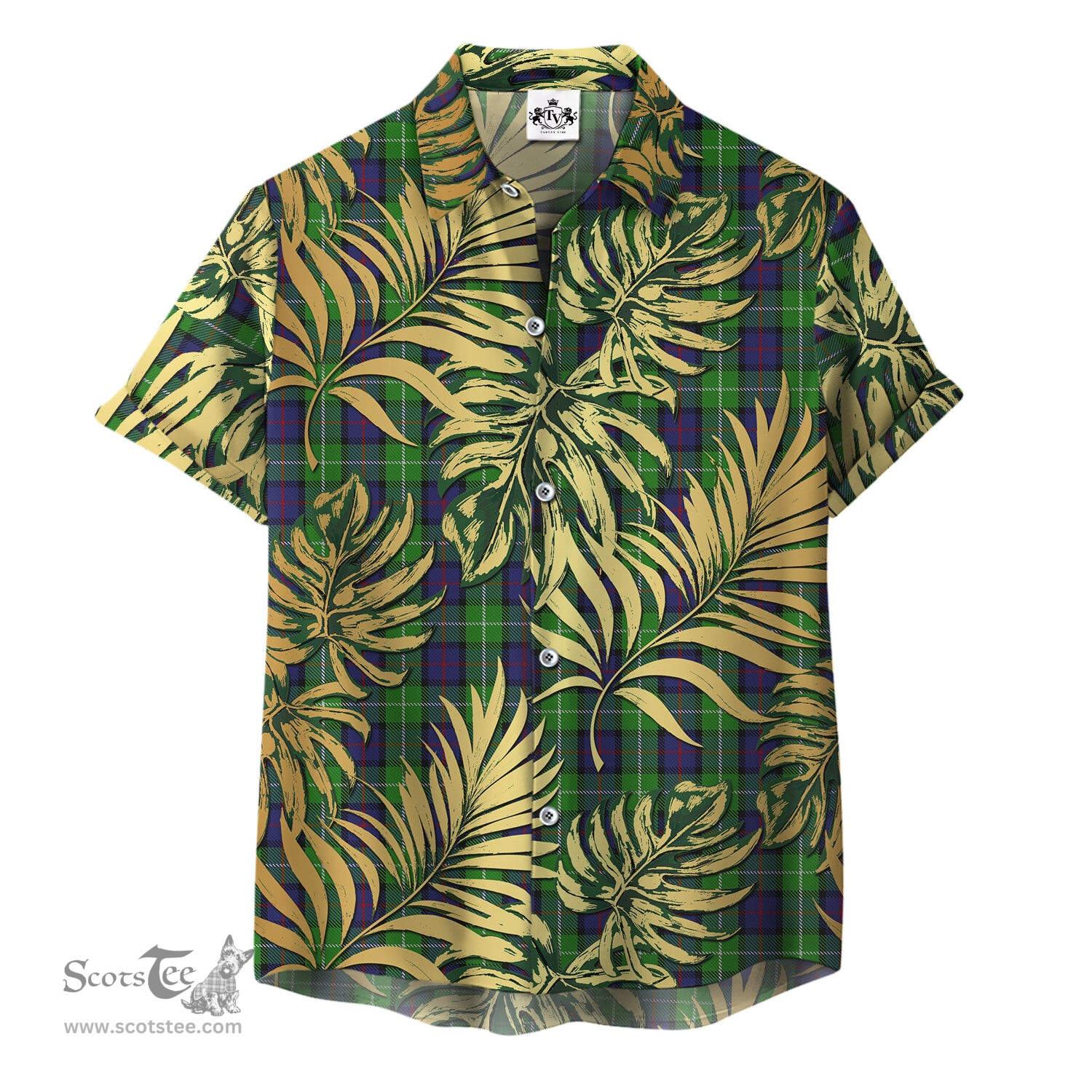 ScotsTee Shop Scottish Davidson of Tulloch 02 Clan Tartan Vintage Leaves Hawaiian Shirt