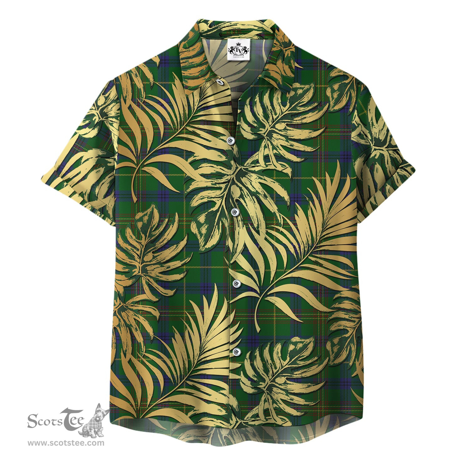 ScotsTee Shop Scottish Holmes Clan Tartan Vintage Leaves Hawaiian Shirt